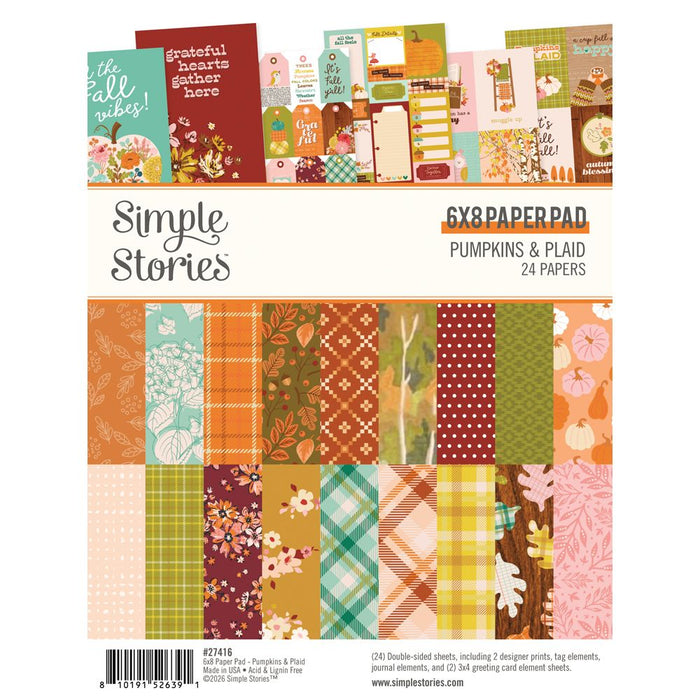 Simple Stories Pumpkins & Plaid - 6x8 Paper Pad