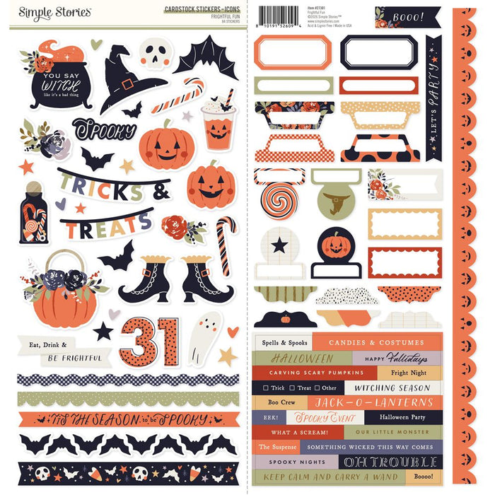 Simple Stories Frightful Fun - Cardstock Stickers Icons
