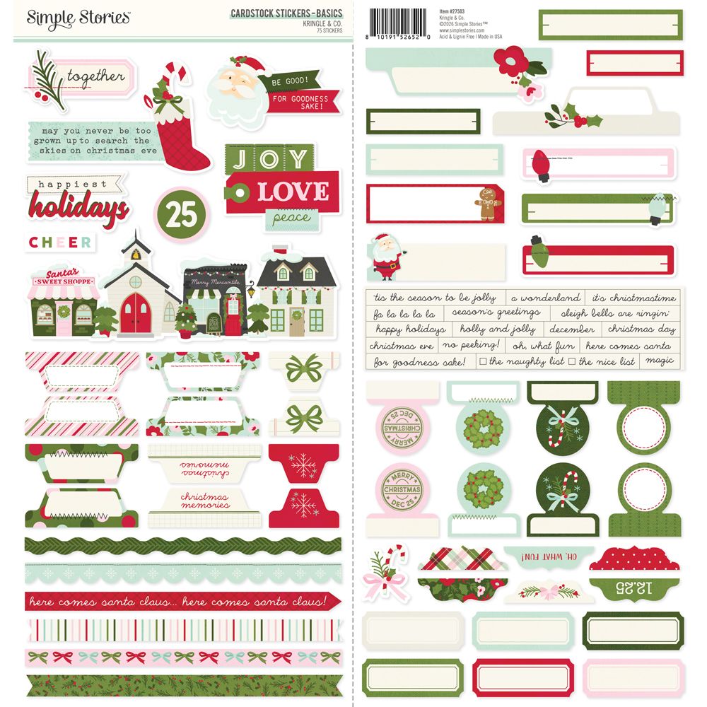 Simple Stories Kringle & Co. - Cardstock Stickers Basics