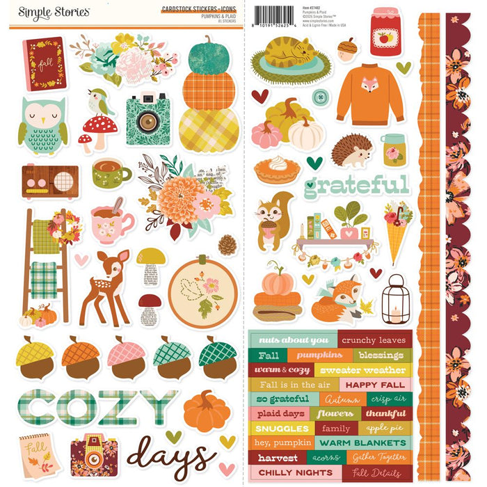 Simple Stories Pumpkins & Plaid - Cardstock Stickers Icons