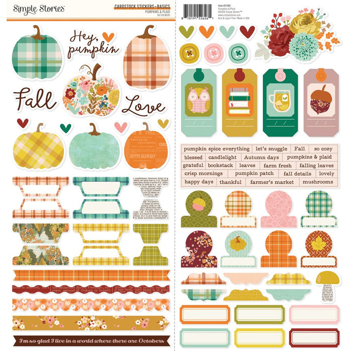 Simple Stories Pumpkins & Plaid - Cardstock Stickers Basics