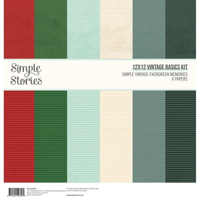 Simple Stories Simple Vintage Evergreen Memories - 12x12 Simple Basics Collection Kit