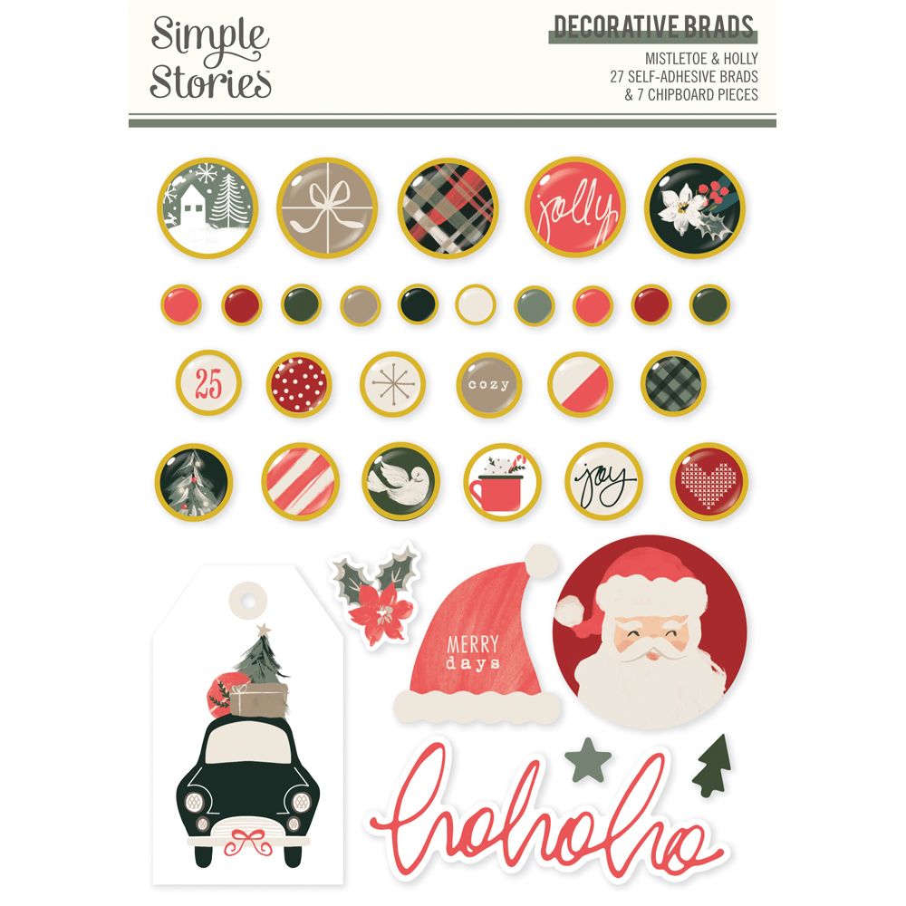 Simple Stories Mistletoe & Holly - Decorative Brads