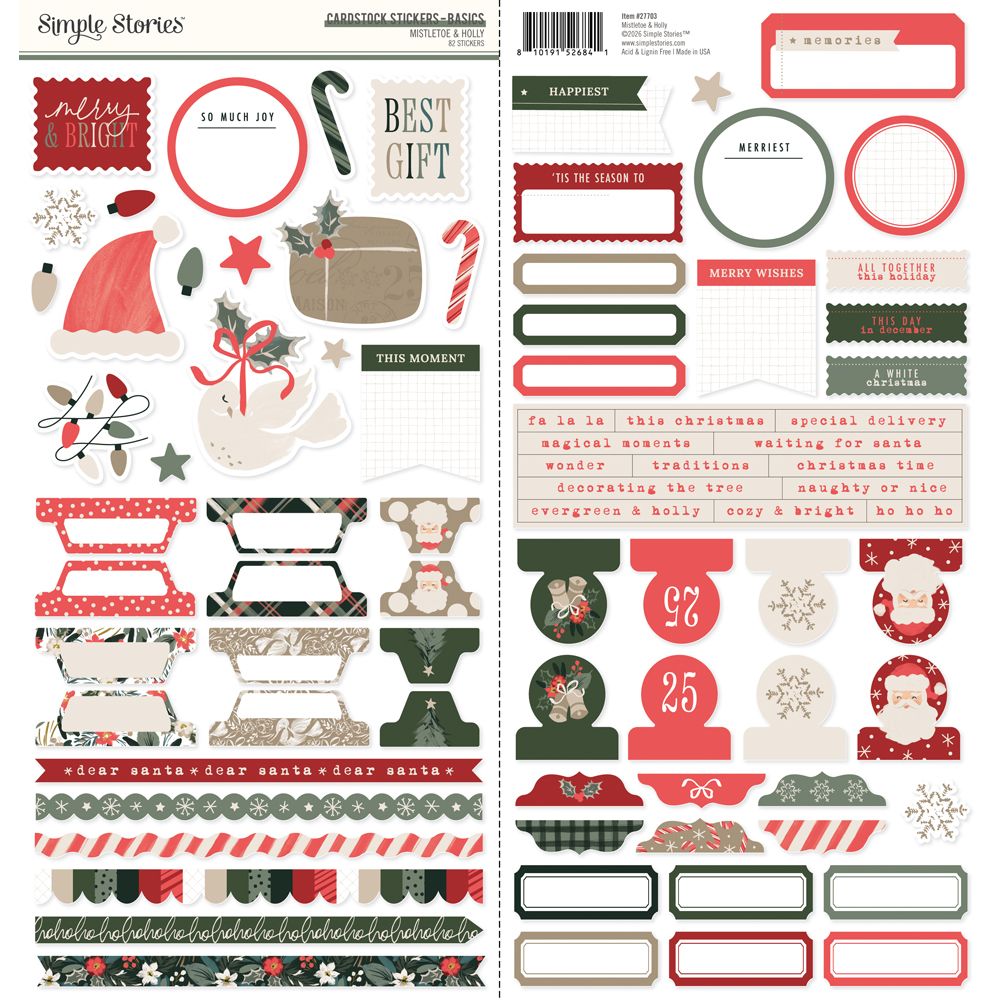 Simple Stories Mistletoe & Holly - Cardstock Stickers Basics
