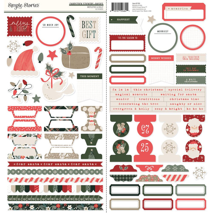 Simple Stories Mistletoe & Holly - Cardstock Stickers Basics