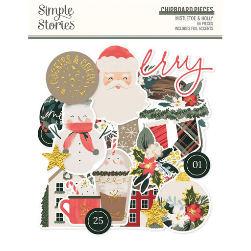 Simple Stories Mistletoe & Holly - Chipboard Pieces