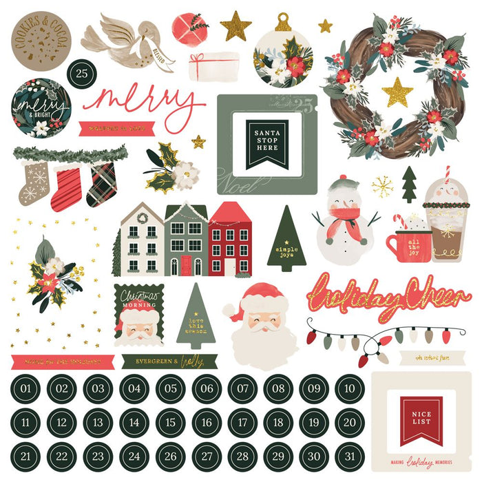 Simple Stories Mistletoe & Holly - Chipboard Pieces