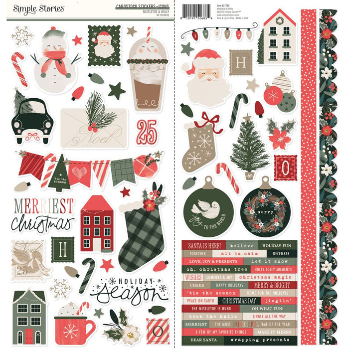 Simple Stories Mistletoe & Holly - Cardstock Stickers Icons