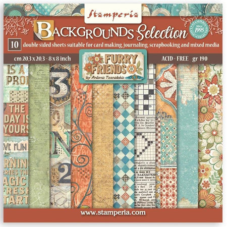 Stamperia Furry Friends - 8x8 Backgrounds Paper Pack