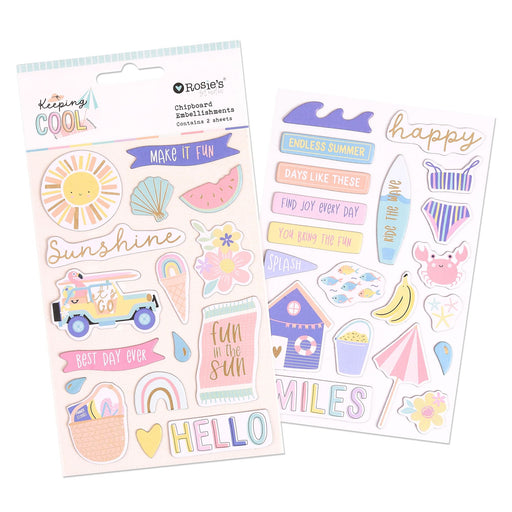 Rosie's Studio Keeping Cool - Chipboard Embellishments