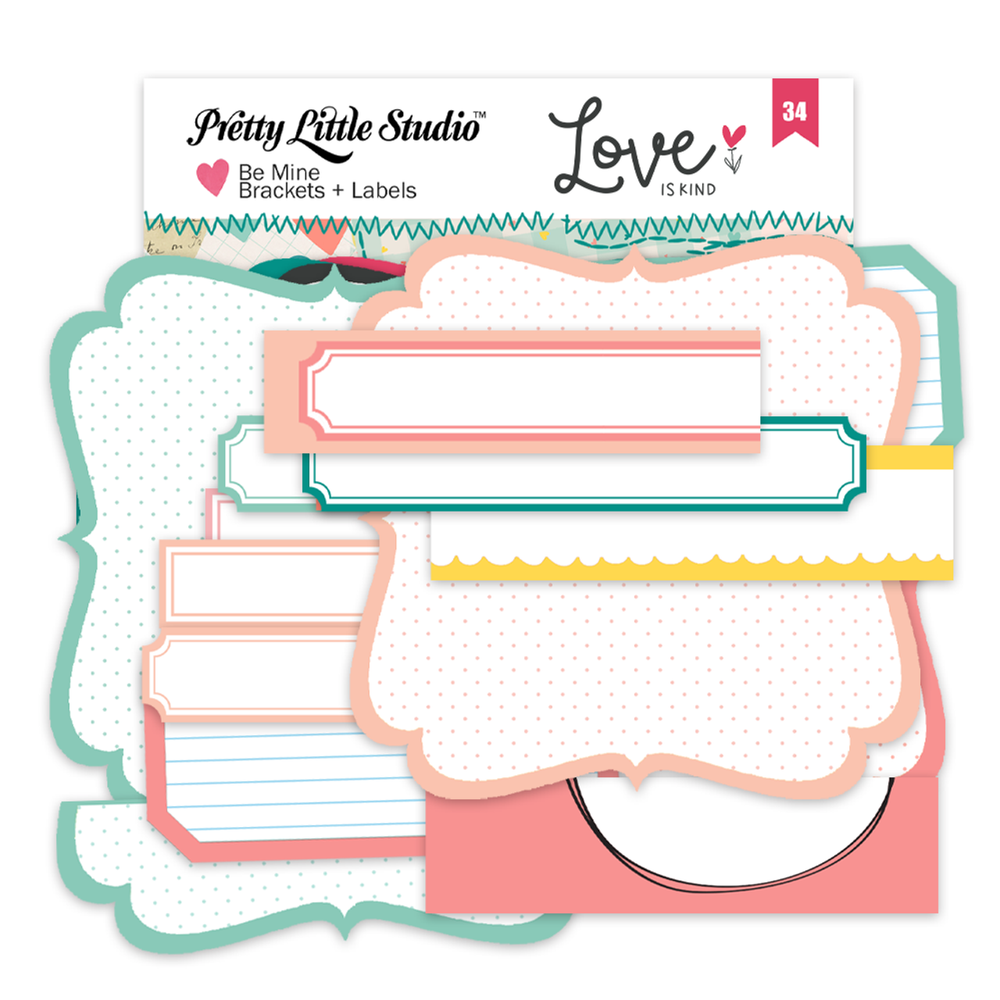 Pretty Little Studio Love Is Kind - Be Mine Brackets & Labels Die Cuts
