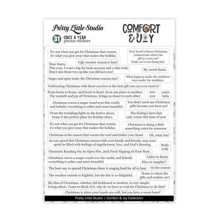 Pretty Little Studio Comfort & Joy - Once A Year Phrase Stickers