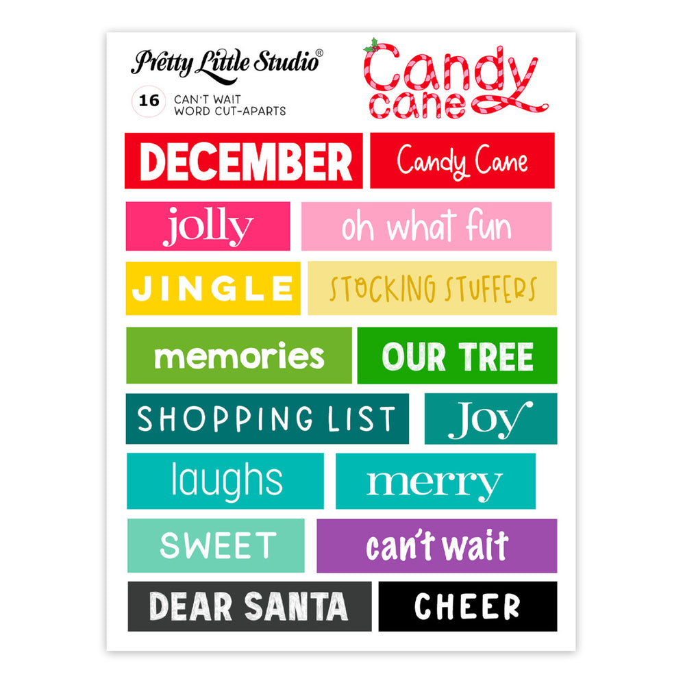 Pretty Little Studio Candy Cane - Can't Wait Words Cut Aparts