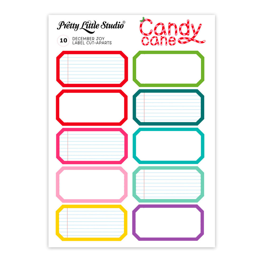 Pretty Little Studio Candy Cane - December Joy Labels Cut Aparts