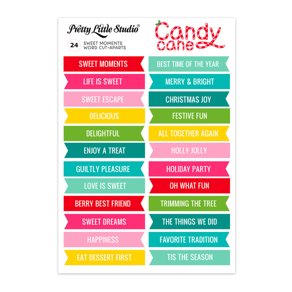 Pretty Little Studio Candy Cane - Sweet Moments Word Cut Aparts