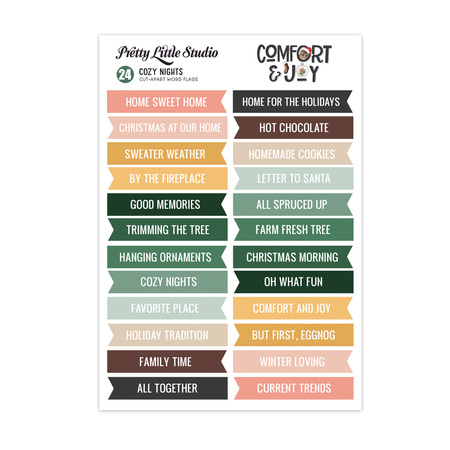 Pretty Little Studio Comfort & Joy - Cozy Nights Word Flag Cut-Aparts