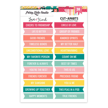 Pretty Little Studio Love Is Kind - You & Me Word Flags Cut-Aparts