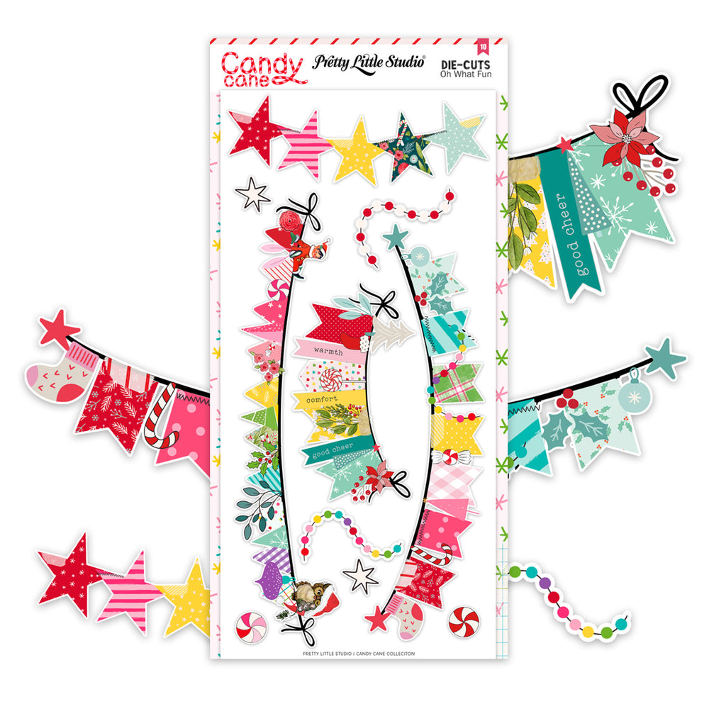 Pretty Little Studio Candy Cane - Oh What Fun Banners Punch Outs