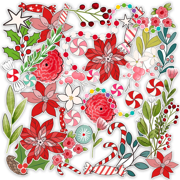 Pretty Little Studio Candy Cane - Poinsettia Florals Die Cuts