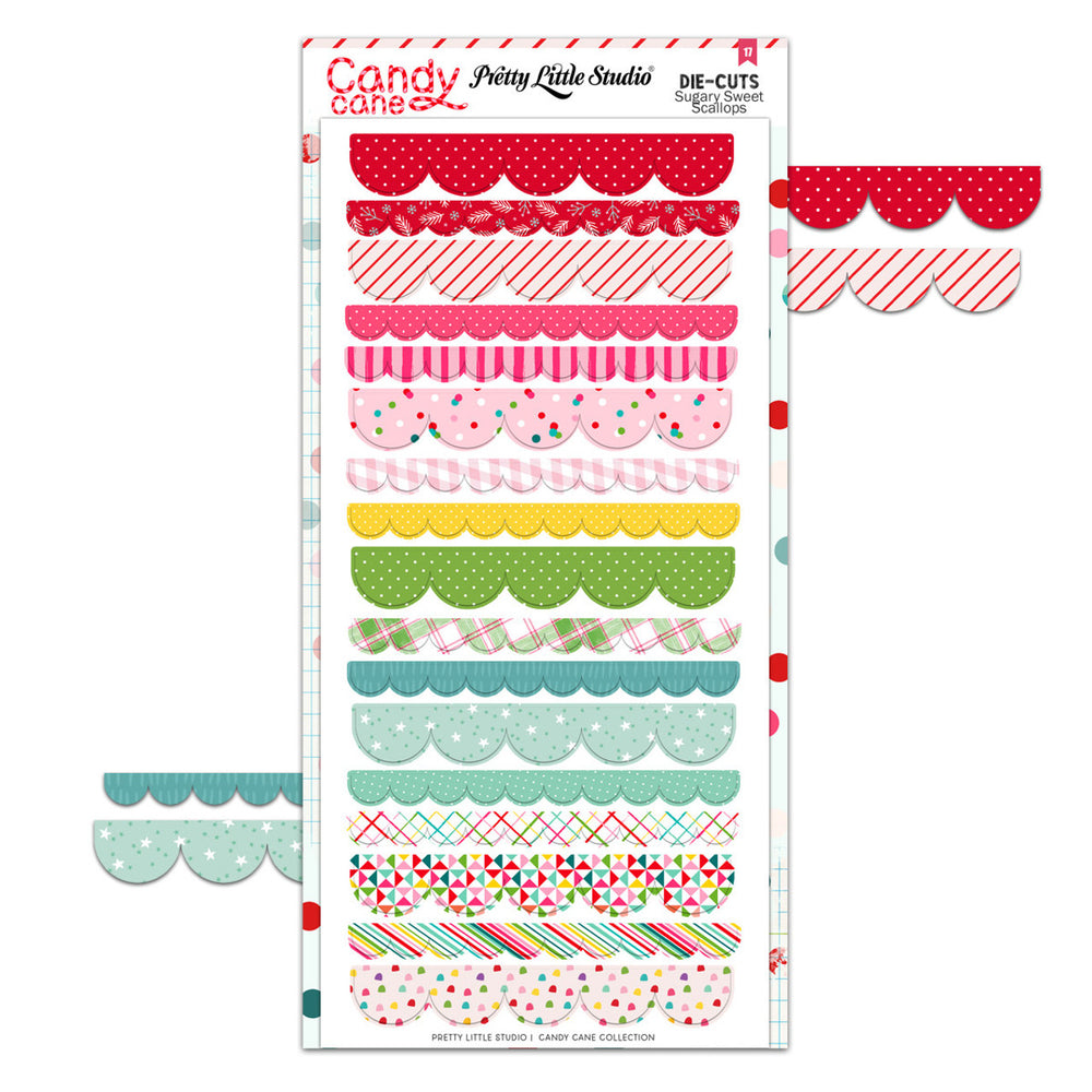 Pretty Little Studio Candy Cane - Sugary Sweet Scallops Punch Outs