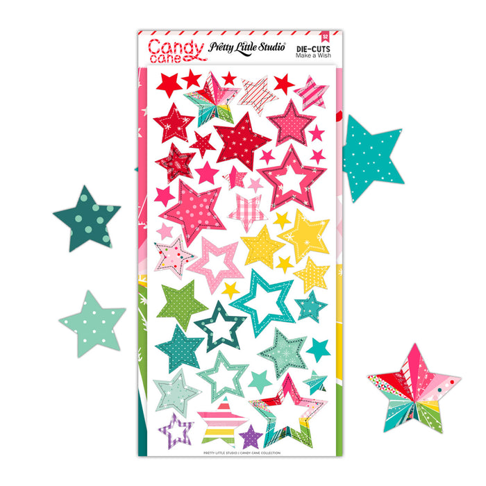 Pretty Little Studio Candy Cane - Make A Wish Stars Punch Outs