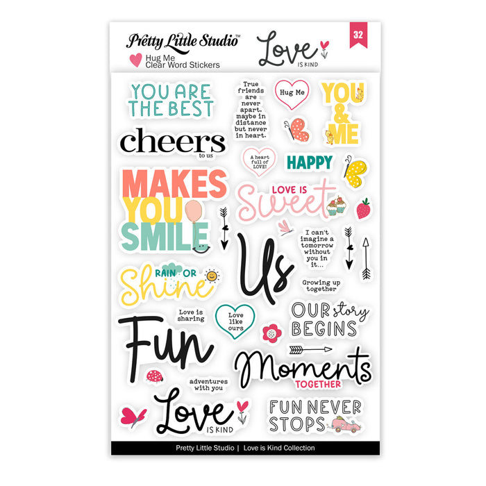 Pretty Little Studio Love Is Kind - Hug Me Clear Word Stickers