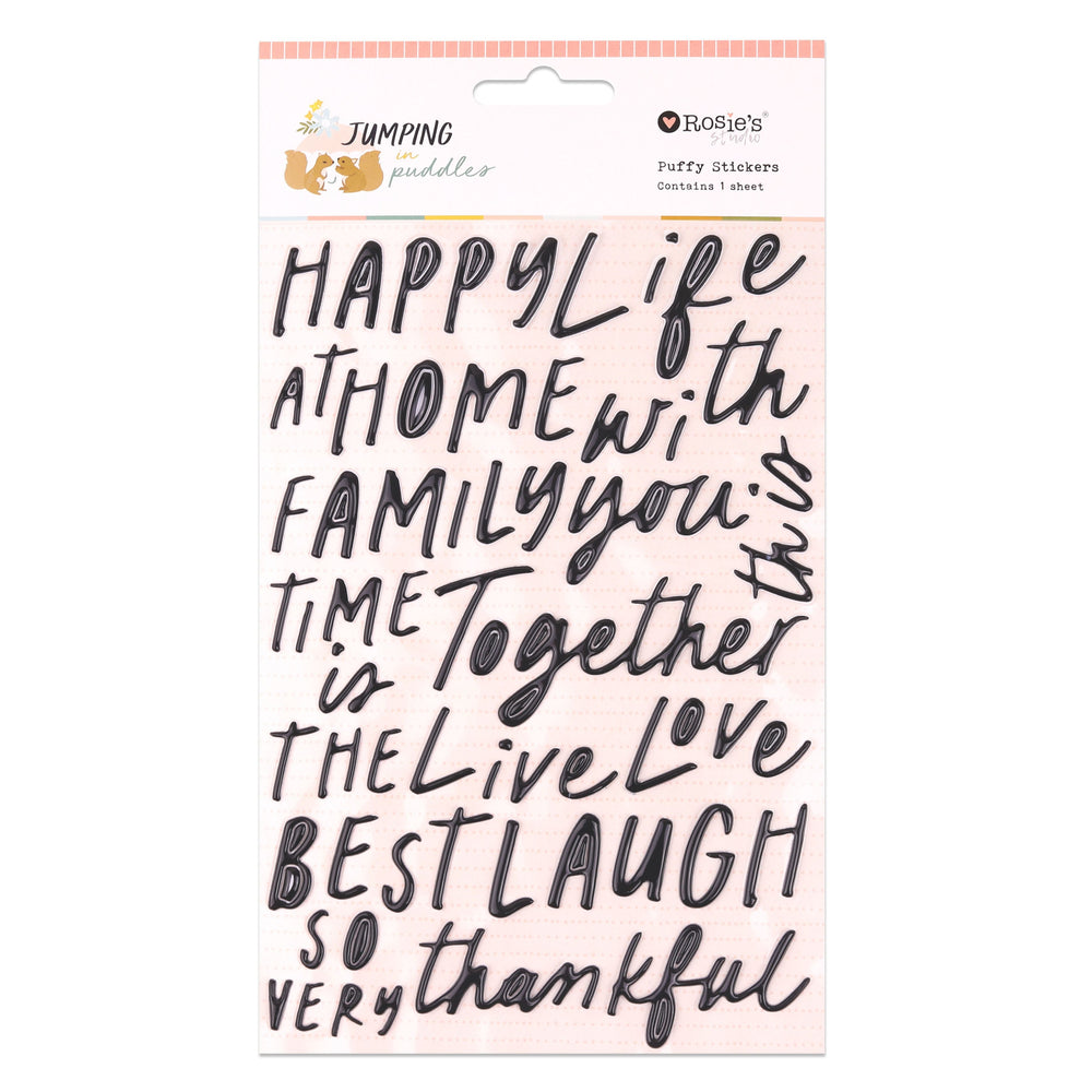 Rosie's Studio Jumping In Puddles - Puffy Sentiments Stickers