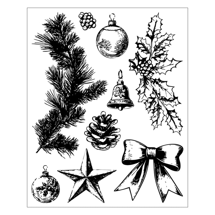 Sizzix Clear Stamp Set With Framelits by 49 & Market - Build A Wreath