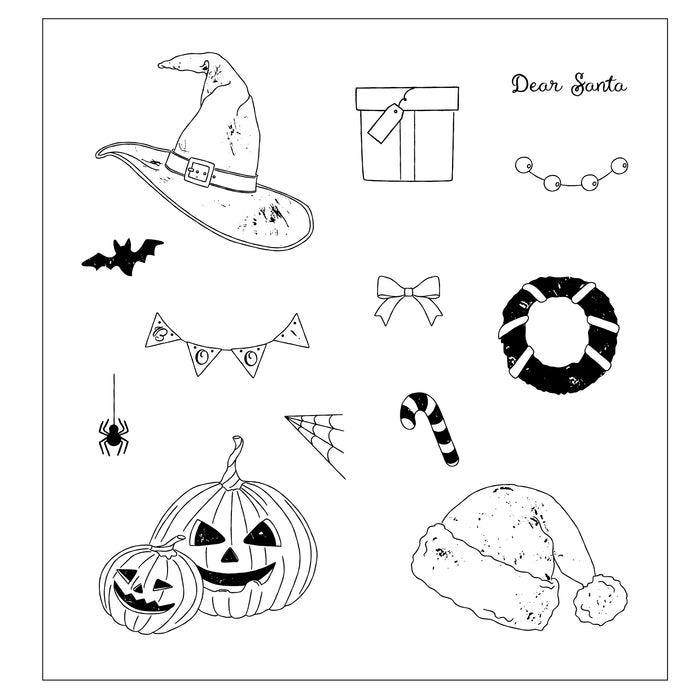 Sizzix Clear Stamp Set With Framelits by 49 & Market - Holiday Drop