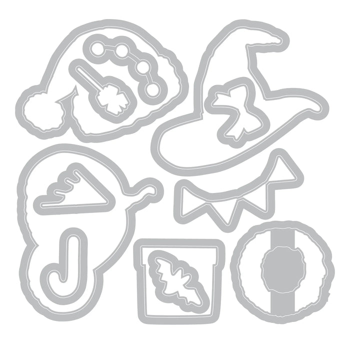 Sizzix Clear Stamp Set With Framelits by 49 & Market - Holiday Drop