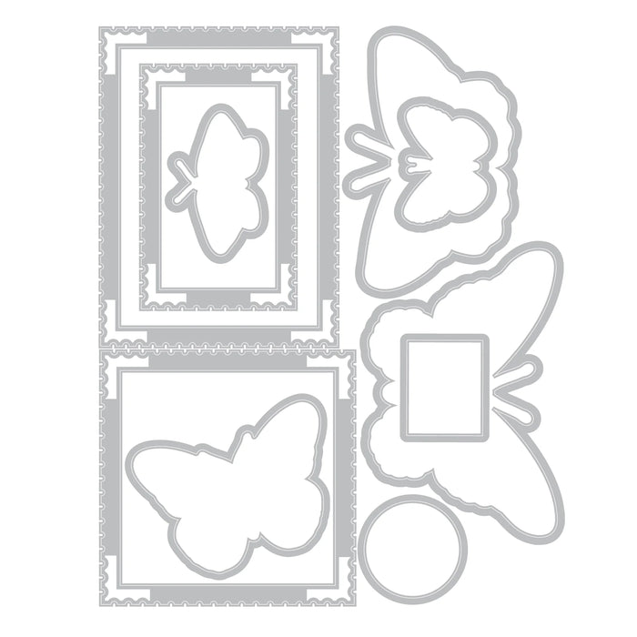 Sizzix Clear Stamp Set With Framelits by 49 & Market - Postage Wings