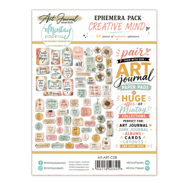 Mintay Papers Art Journal Ephemera Pack - Creative Mind