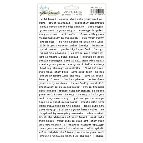 Mintay Papers Art Journal Paper Stickers Phrases 1 - White