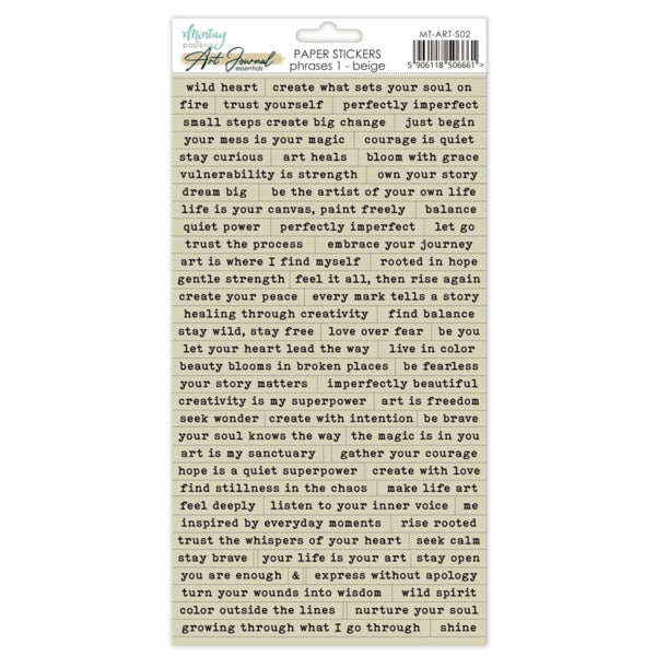 Mintay Papers Art Journal Paper Stickers Phrases 1 - Beige