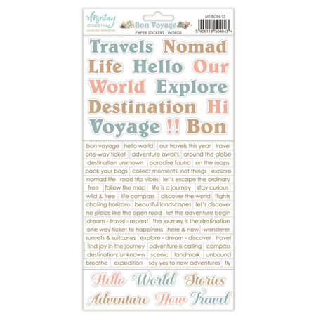 Mintay Papers Bon Voyage - Paper Stickers Words