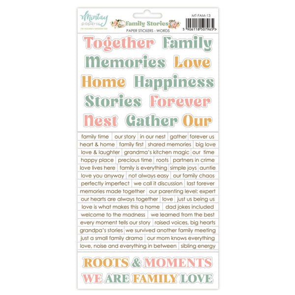Mintay Papers Family Stories - Paper Stickers Words