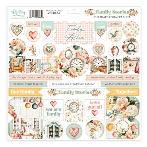 Mintay Papers Family Stories - Chipboard Ephemera Sheet