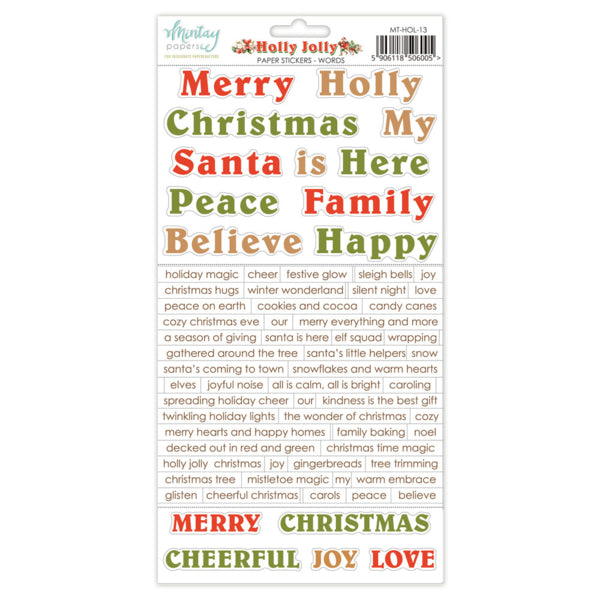 Mintay Papers Holly Jolly - Paper Stickers Words