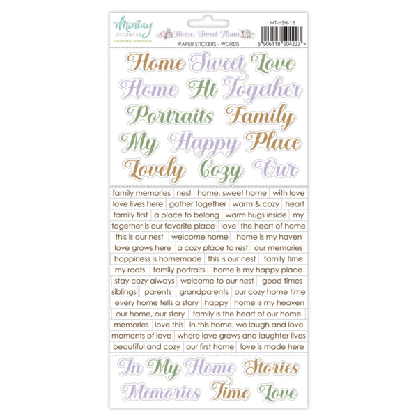 Mintay Papers Home, Sweet Home - Paper Stickers Words