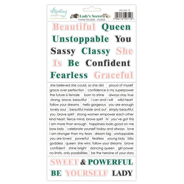 Mintay Papers Lady's Secret - Paper Stickers Words