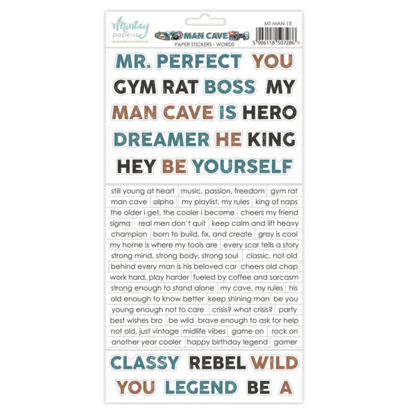 Mintay Papers Man Cave - Paper Stickers Words