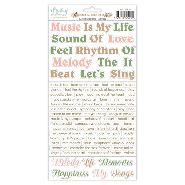 Mintay Papers Music Garden - Paper Stickers Words