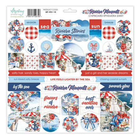 Mintay Papers Riviera Moments - Chipboard Ephemera Sheet