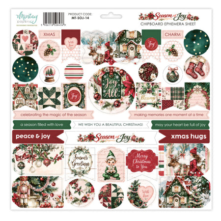 Mintay Papers Season Of Joy - Chipboard Ephemera Sheet