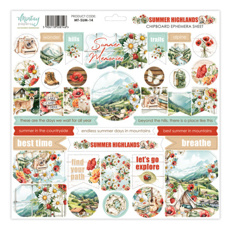 Mintay Papers Summer Highlands - Chipboard Ephemera Sheet