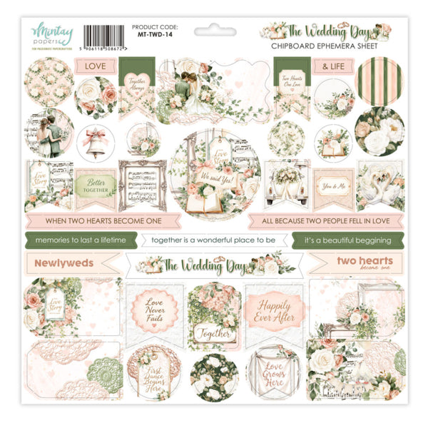 Mintay Papers The Wedding Day - Chipboard Ephemera Sheet
