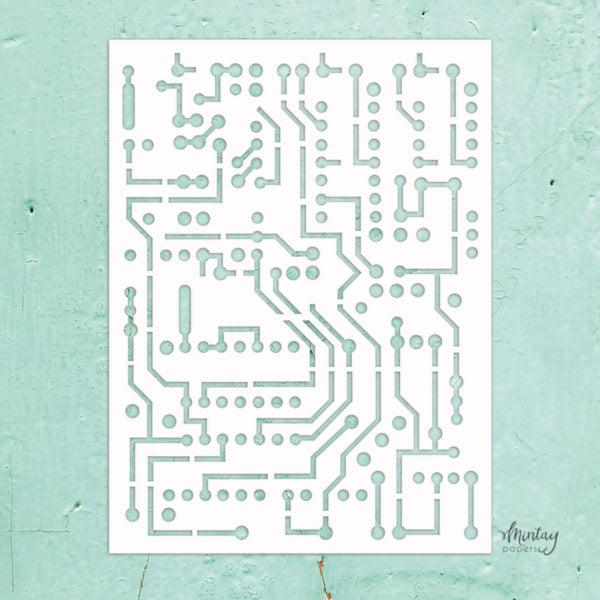 Mintay Papers 6x8 Stencil - Circuit Board