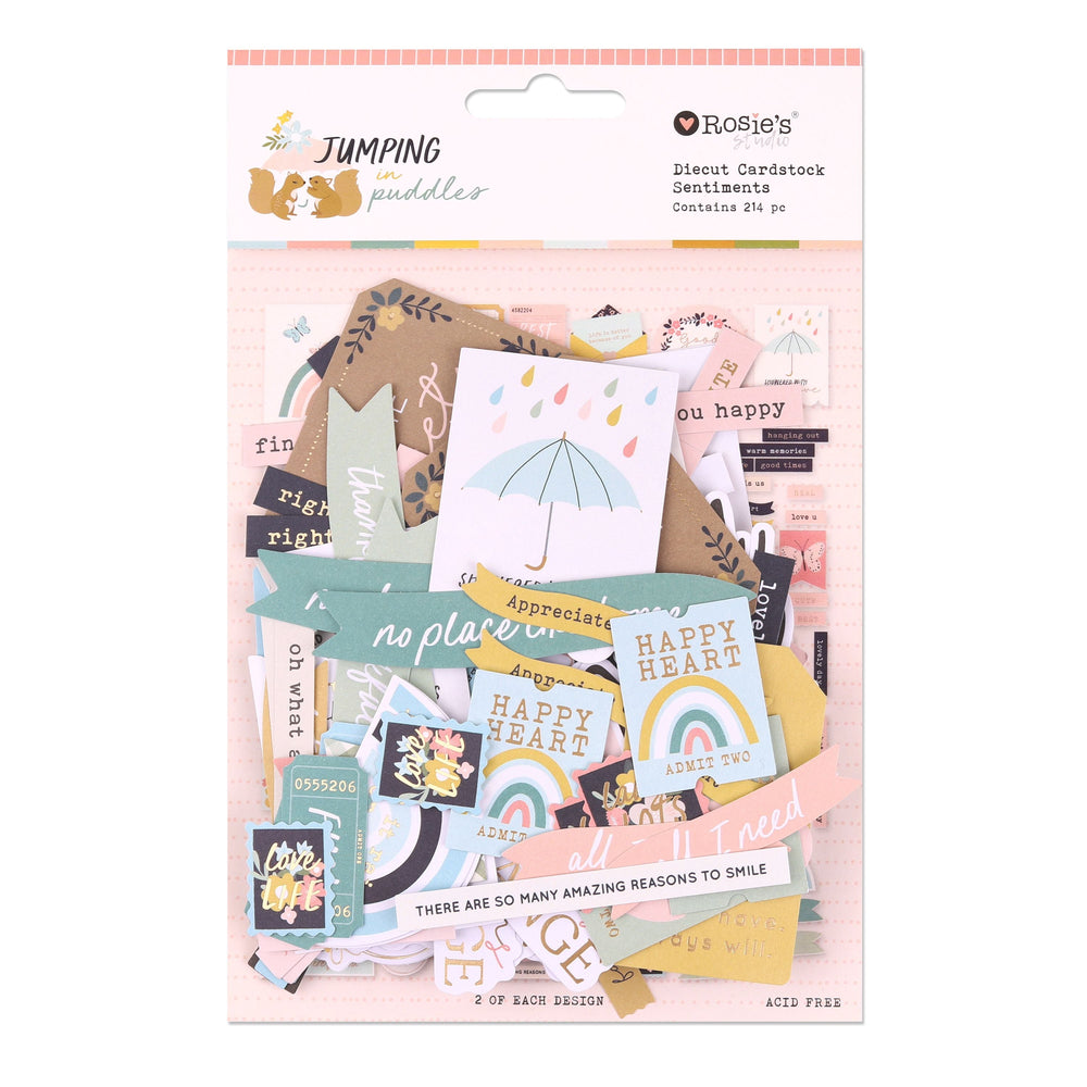 Rosie's Studio Jumping In Puddles - Diecut Sentiments Ephemera