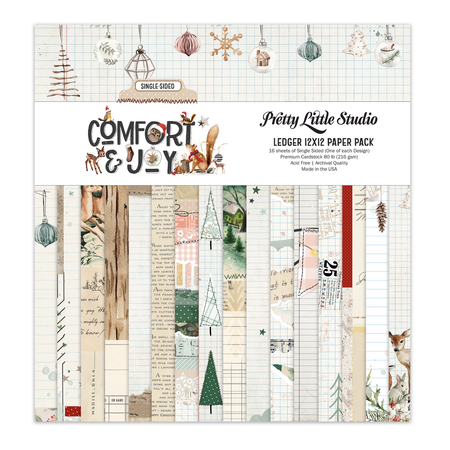 Pretty Little Studio Comfort & Joy - 12x12 Main Ledger Paper Pack (Single-Sided)