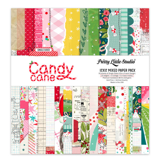 Pretty Little Studio Candy Cane - Mixed Single Sided 12x12 Paper Pack